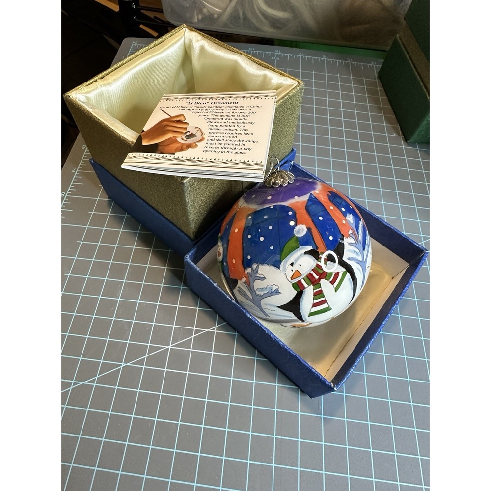 Pier 1 Imports Li Bien Christmas Tree Ornament Blown Glass Painted Penguin 2014